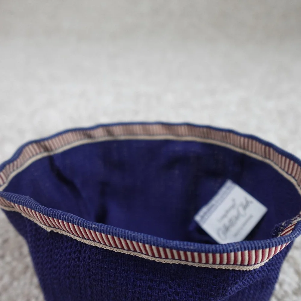 Longaberger 2003 Proudly American Salt & Pepper Basket Liner Indigo Blue Striped